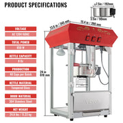 Popcorn Popper Machine Countertop Popcorn Maker 850W 8 Oz 48 Cups Red V952-TSBMHJ8OZ850WJWNRV3