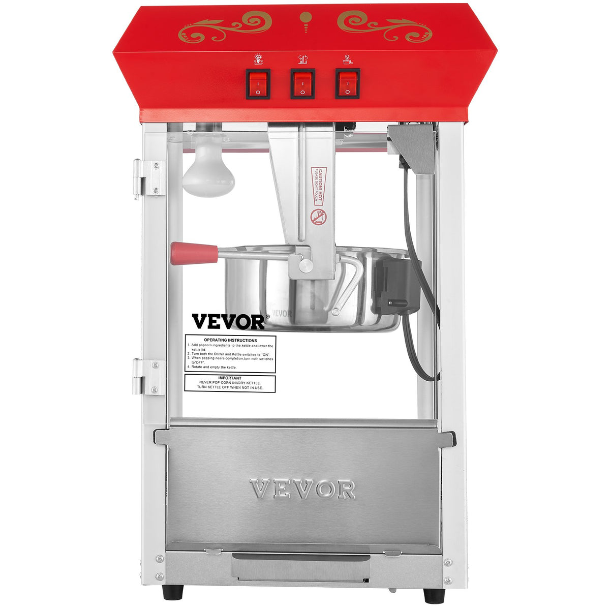 Popcorn Popper Machine Countertop Popcorn Maker 850W 8 Oz 48 Cups Red V952-TSBMHJ8OZ850WJWNRV3