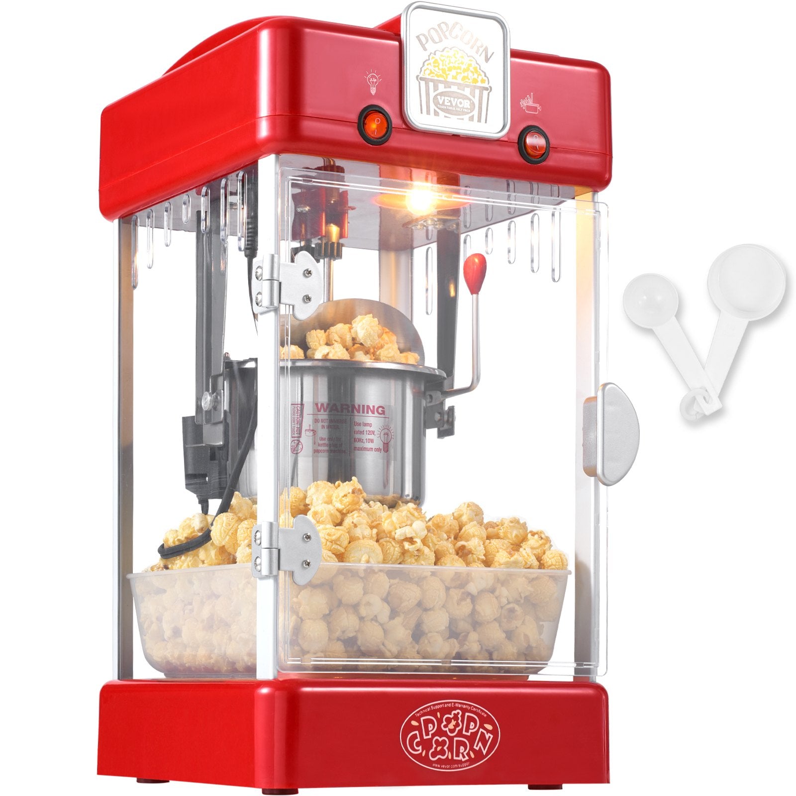 Popcorn Popper Machine Tabletop Popcorn Maker 300W 2.5 Oz Red V952-TSBMHJHS25OZ32RWAV3