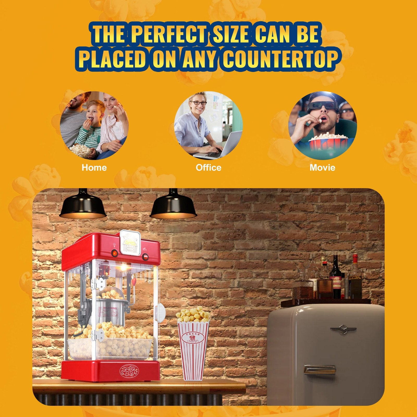 Popcorn Popper Machine Tabletop Popcorn Maker 300W 2.5 Oz Red V952-TSBMHJHS25OZ32RWAV3