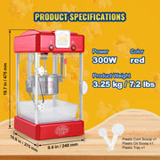 Popcorn Popper Machine Tabletop Popcorn Maker 300W 2.5 Oz Red V952-TSBMHJHS25OZ32RWAV3