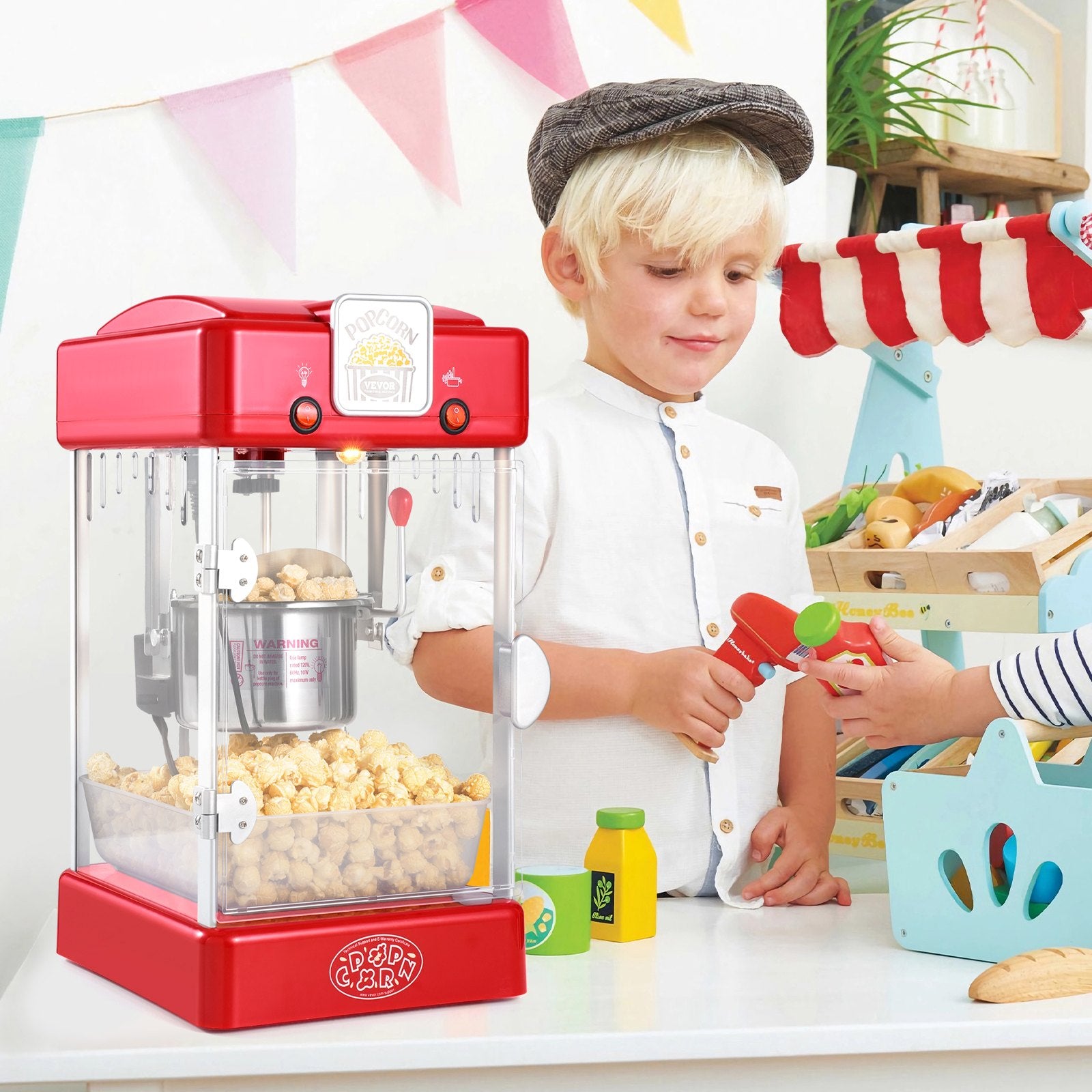 Popcorn Popper Machine Tabletop Popcorn Maker 300W 2.5 Oz Red V952-TSBMHJHS25OZ32RWAV3