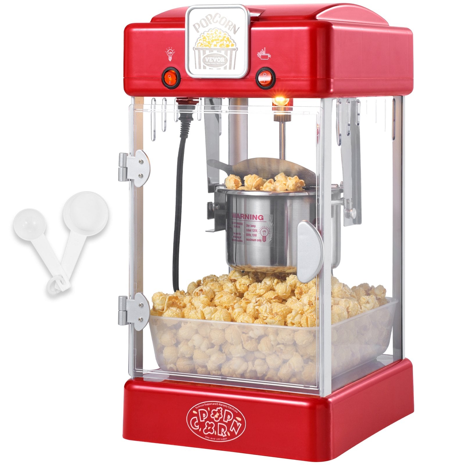 Popcorn Popper Machine Tabletop Popcorn Maker 300W 2.5 Oz Red V952-TSBMHJHS25OZ32RWAV3
