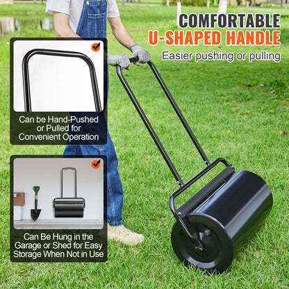 Lawn Roller, 13 Gallon 24Inch Sand/Water Filled Yard Roller, Steel Sod Roller with Easy-turn Plug and V952-TSCPGL13JL24TUFI8V0