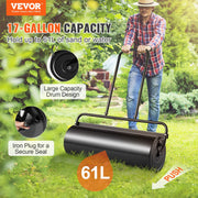 Lawn Roller, 17 Gallon 36 Inch Sand/Water Filled Yard Roller, Steel Sod Roller with Easy-turn Plug and V952-TSCPGL17JL36QEQZ0V0