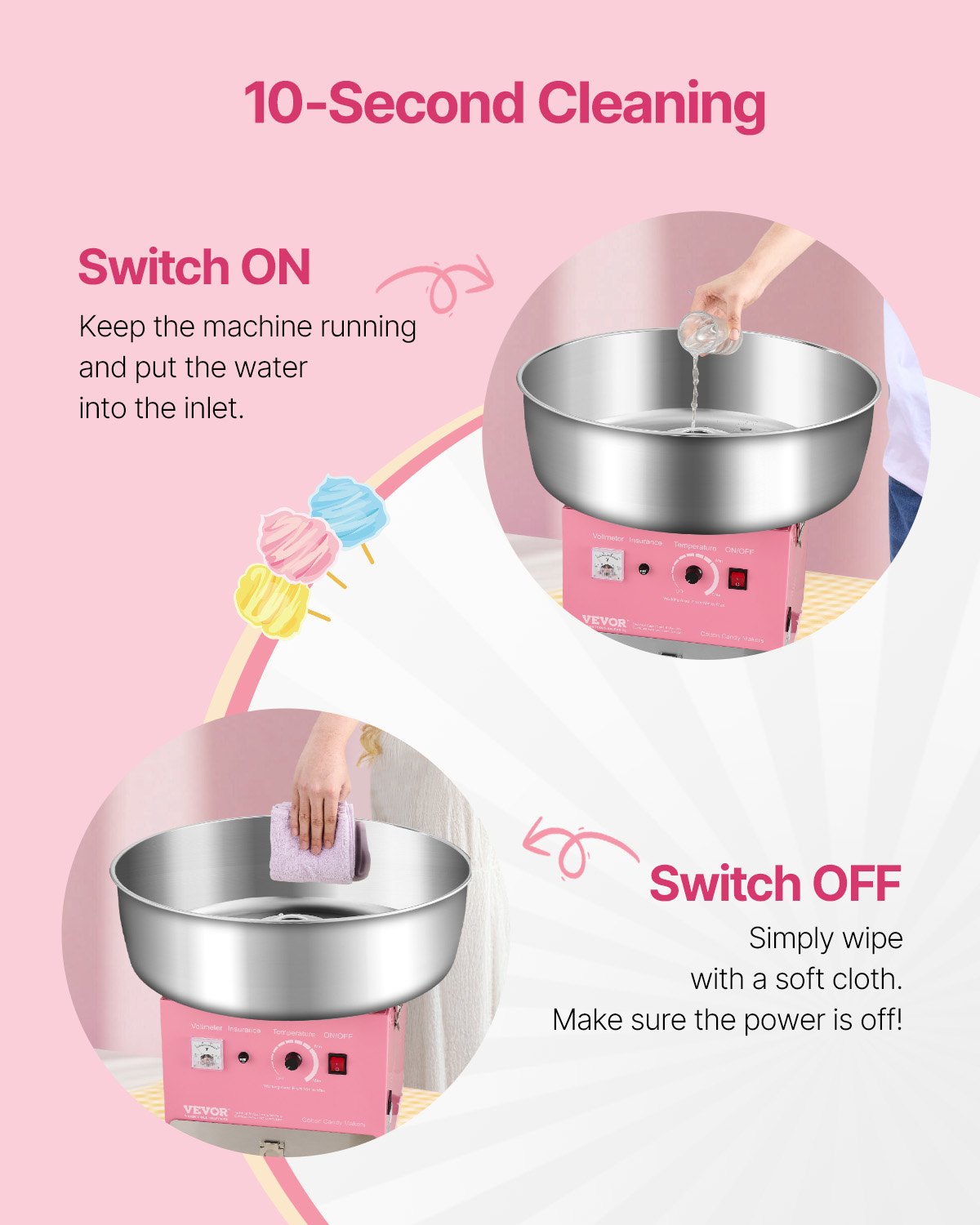 Electric Cotton Candy Machine, 1000W Commercial Candy Floss Maker with 52cm Stainless Steel Bowl, Sugar V952-TSDRMHTJFSWGMOD1VV3