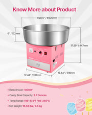 Electric Cotton Candy Machine, 1000W Commercial Candy Floss Maker with 52cm Stainless Steel Bowl, Sugar V952-TSDRMHTJFSWGMOD1VV3