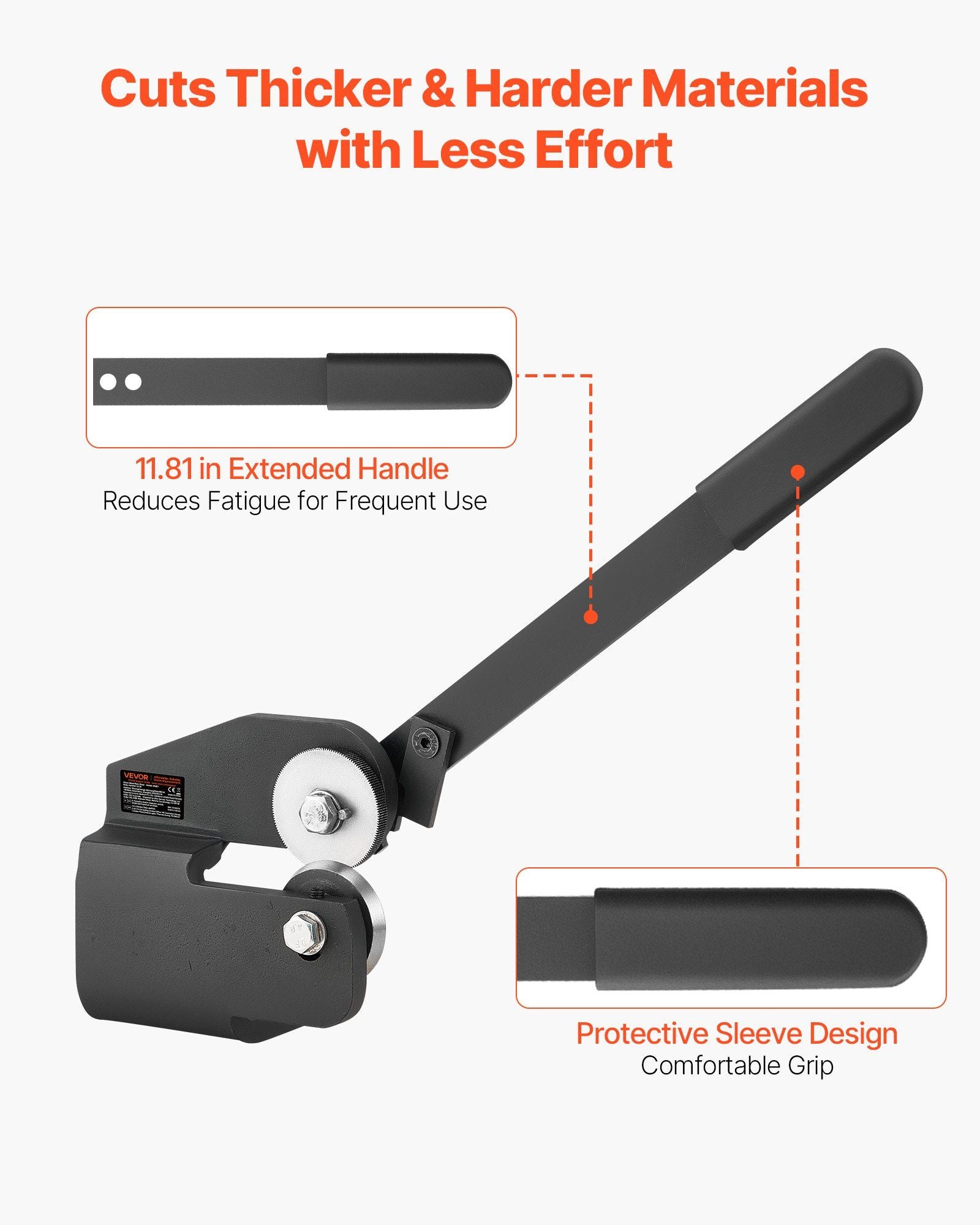 Sheet Metal Shear, Throatless Rotary Hand Shear, 16 Gauge Mild Steel Sheet Cutter with 1.5 mm Capacity, with V952-TSJBJWHYDCGCAV0PR001V0