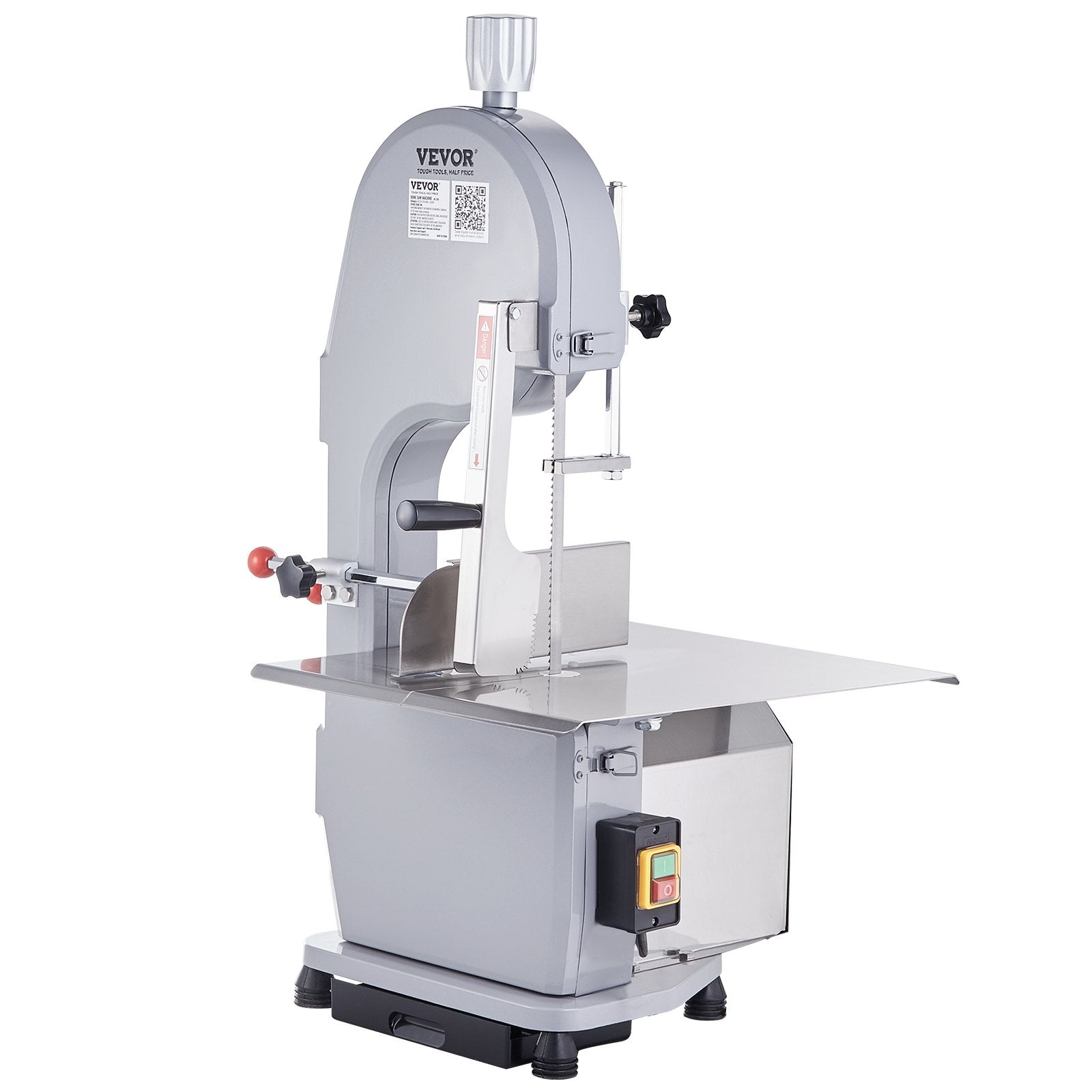 Commercial Electric Meat Bandsaw, 1100W Stainless Steel Countertop Bone Sawing Machine, Workbeach 19.3" x V952-TSJGJ1100W420AHCPV3