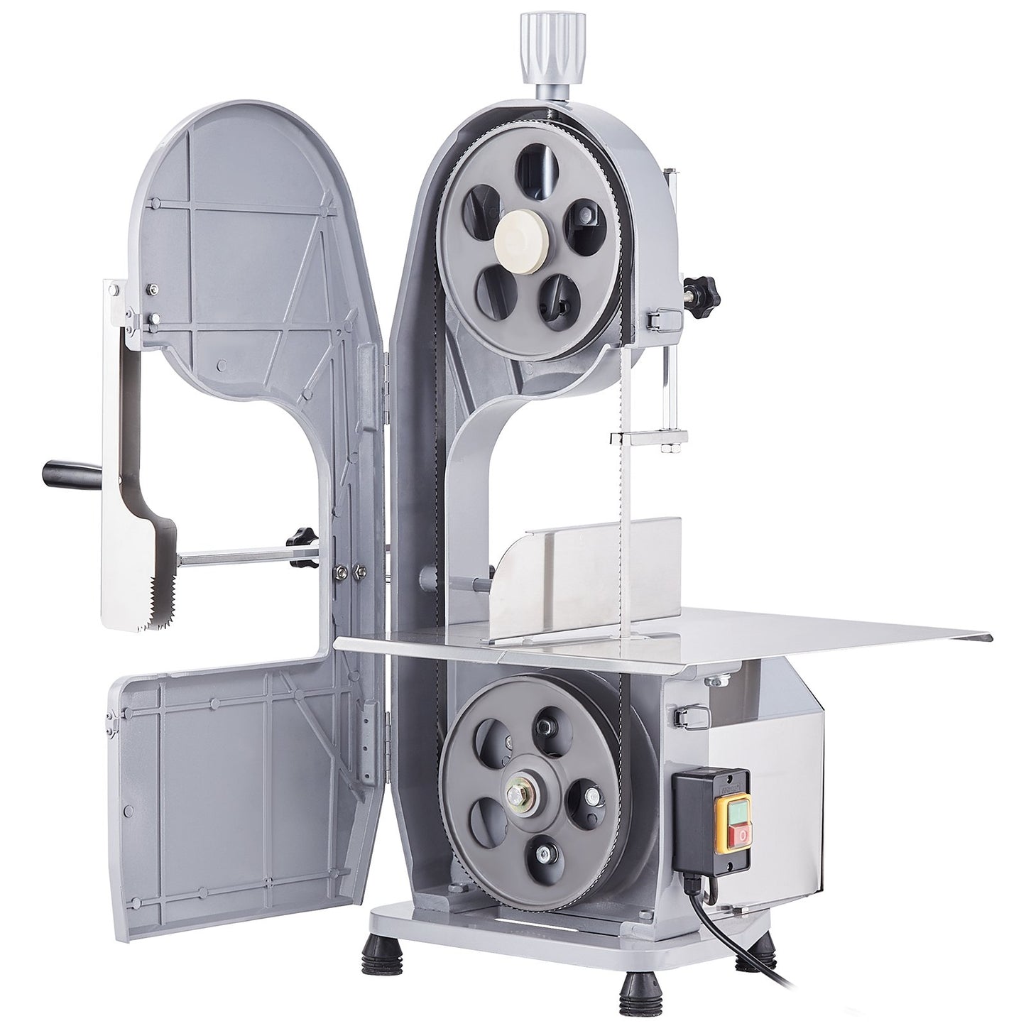 Commercial Electric Meat Bandsaw, 1100W Stainless Steel Countertop Bone Sawing Machine, Workbeach 19.3" x V952-TSJGJ1100W420AHCPV3