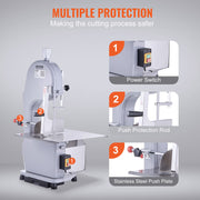 Commercial Electric Meat Bandsaw, 1500W Stainless Steel Countertop Bone Sawing Machine, Workbeach 19.3" x V952-TSJGJ1500W4202NX5V3