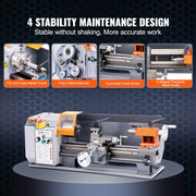 Metal Lathe Machine, 200 mm x 350 mm, Precision Benchtop Power Metal Lathe, 50-2500 RPM Continuously Variable V952-TSJSCCYSDJ200ZM3GV3