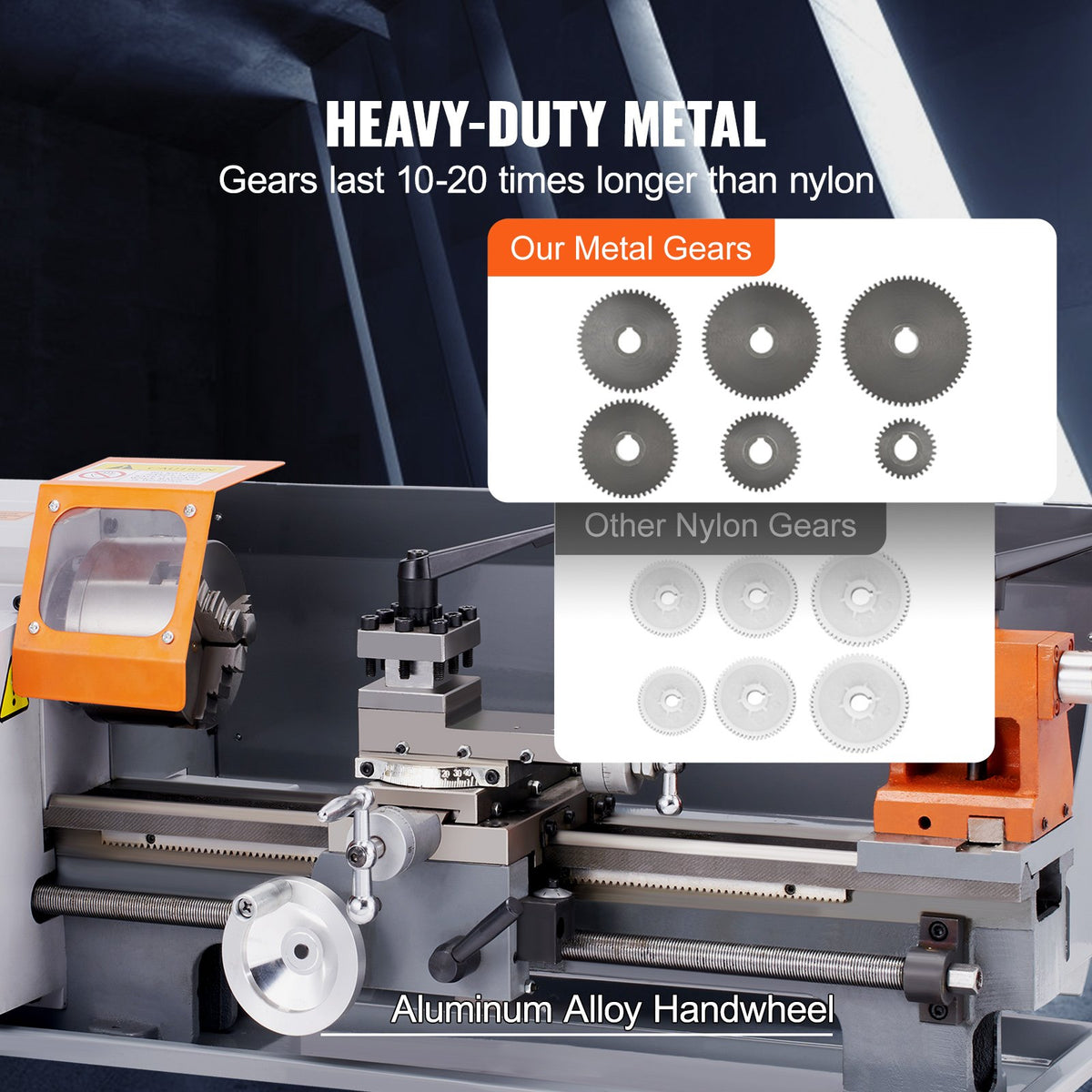 Metal Lathe Machine, 200 mm x 350 mm, Precision Benchtop Power Metal Lathe, 50-2500 RPM Continuously Variable V952-TSJSCCYSDJ200ZM3GV3