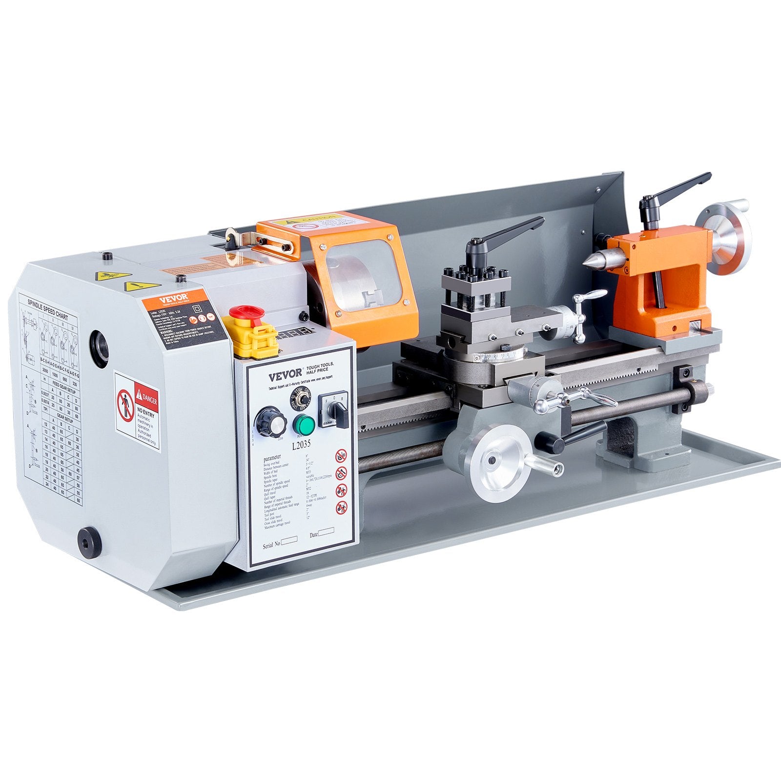 Metal Lathe Machine, 200 mm x 350 mm, Precision Benchtop Power Metal Lathe, 50-2500 RPM Continuously Variable V952-TSJSCCYSDJ200ZM3GV3