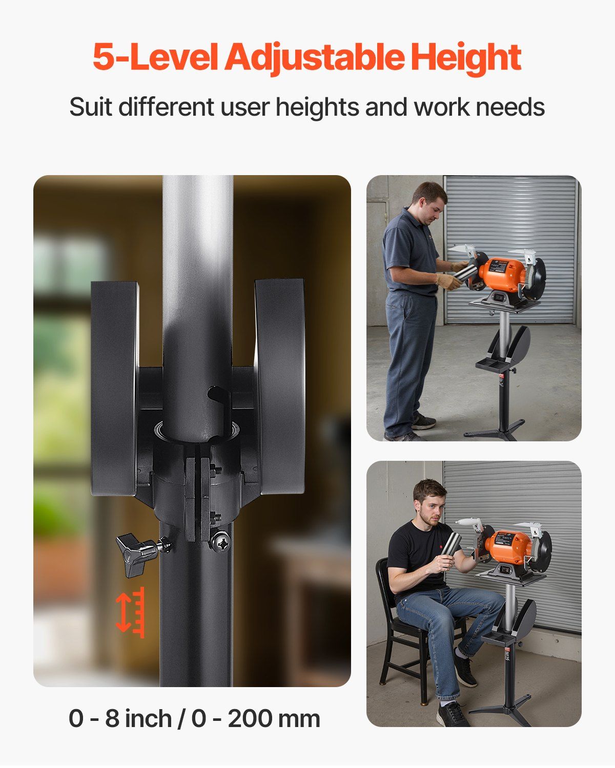 Bench Grinder Stand, Bench Grinder Vise Floor Pedestal with 31.5 x 25.4 cm Mounting Plate, Height-Adjustable V952-TSMCDZYZXZTGXLTSR001V0