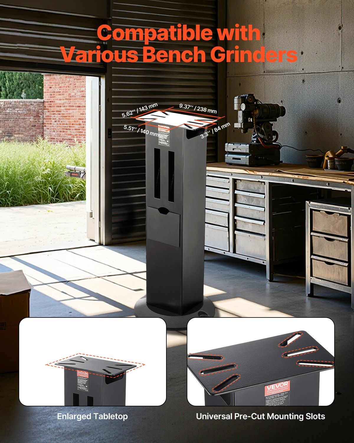 Bench Grinder Stand, Heavy-Duty Grinder and Vise Floor Pedestal with 28 x 17 cm Mounting Plate, Grinding V952-TSMCDZZFTZTGH7OS5001V0