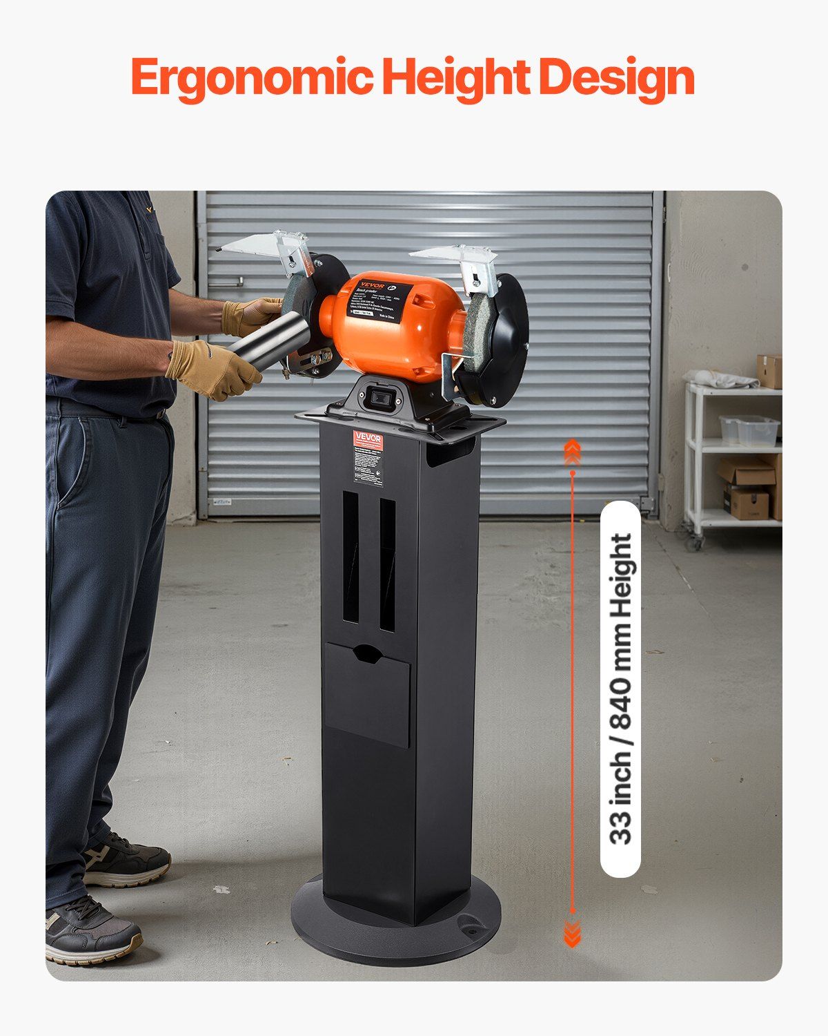Bench Grinder Stand, Heavy-Duty Grinder and Vise Floor Pedestal with 28 x 17 cm Mounting Plate, Grinding V952-TSMCDZZFTZTGH7OS5001V0