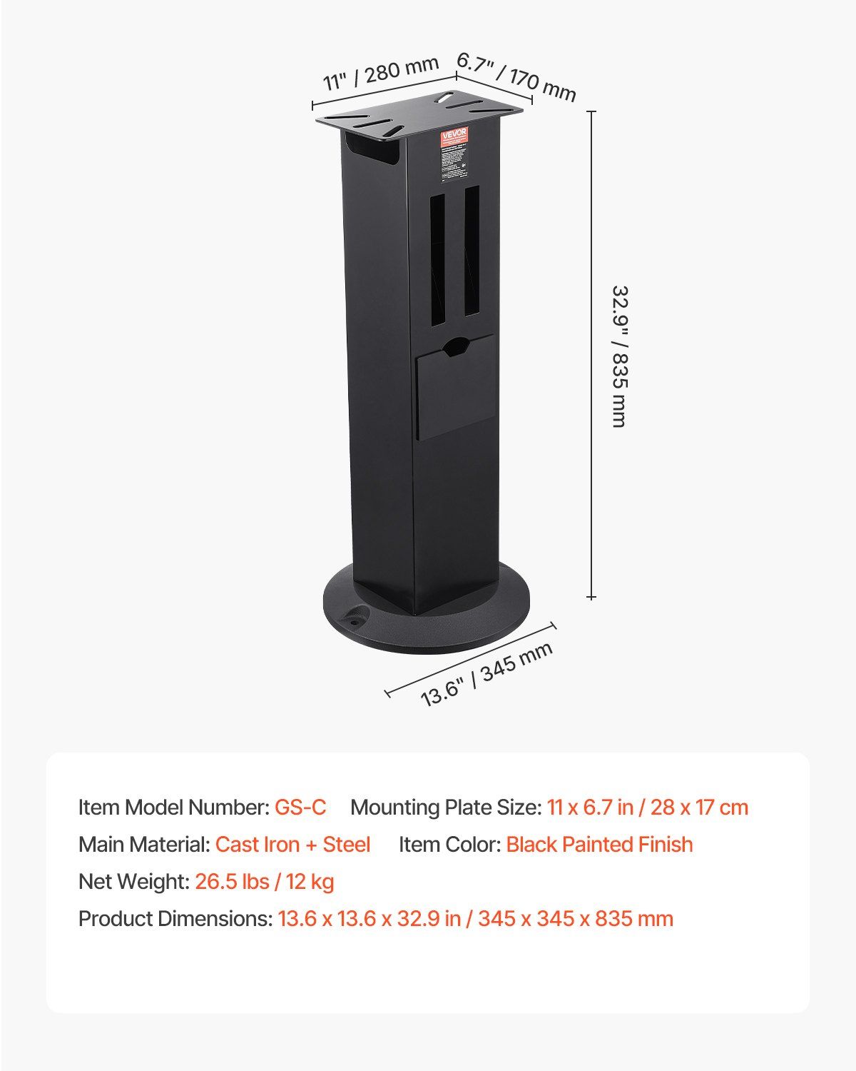 Bench Grinder Stand, Heavy-Duty Grinder and Vise Floor Pedestal with 28 x 17 cm Mounting Plate, Grinding V952-TSMCDZZFTZTGH7OS5001V0