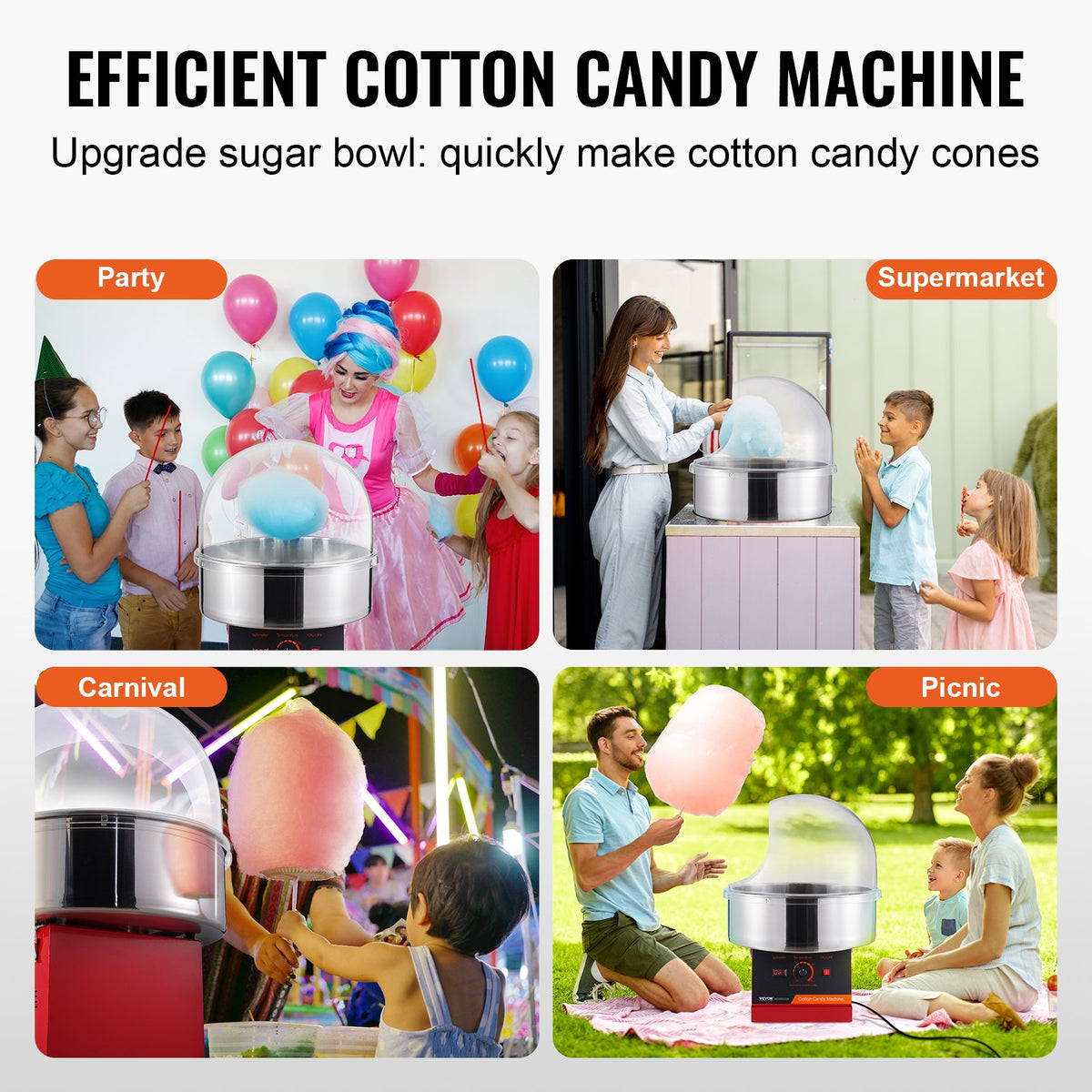Electric Cotton Candy Machine, 1000W Candy Floss Maker, Commercial Cotton Candy Machine with Cover, Stainless V952-TSMHTJHSHGXMQ4DUBV3