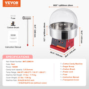 Electric Cotton Candy Machine, 1000W Candy Floss Maker, Commercial Cotton Candy Machine with Cover, Stainless V952-TSMHTJHSHGXMQ4DUBV3