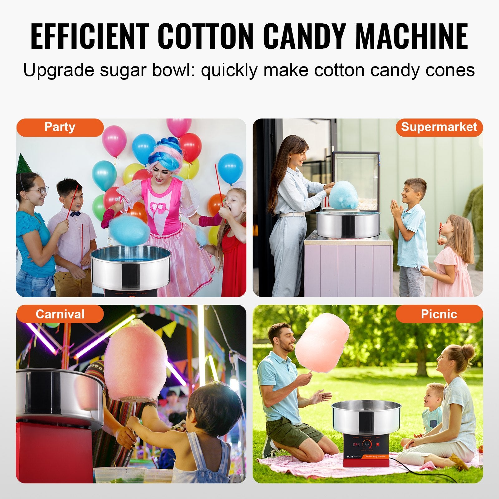 Electric Cotton Candy Machine, 1000W Candy Floss Maker, Commercial Cotton Candy Machine with Stainless Steel V952-TSMHTJHSWGXM8E4PNV3