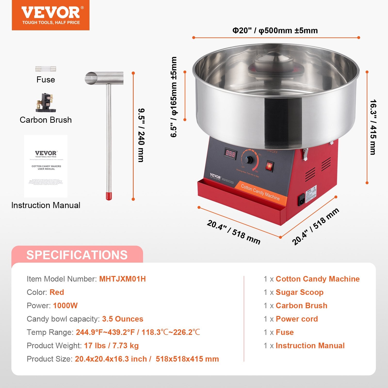 Electric Cotton Candy Machine, 1000W Candy Floss Maker, Commercial Cotton Candy Machine with Stainless Steel V952-TSMHTJHSWGXM8E4PNV3