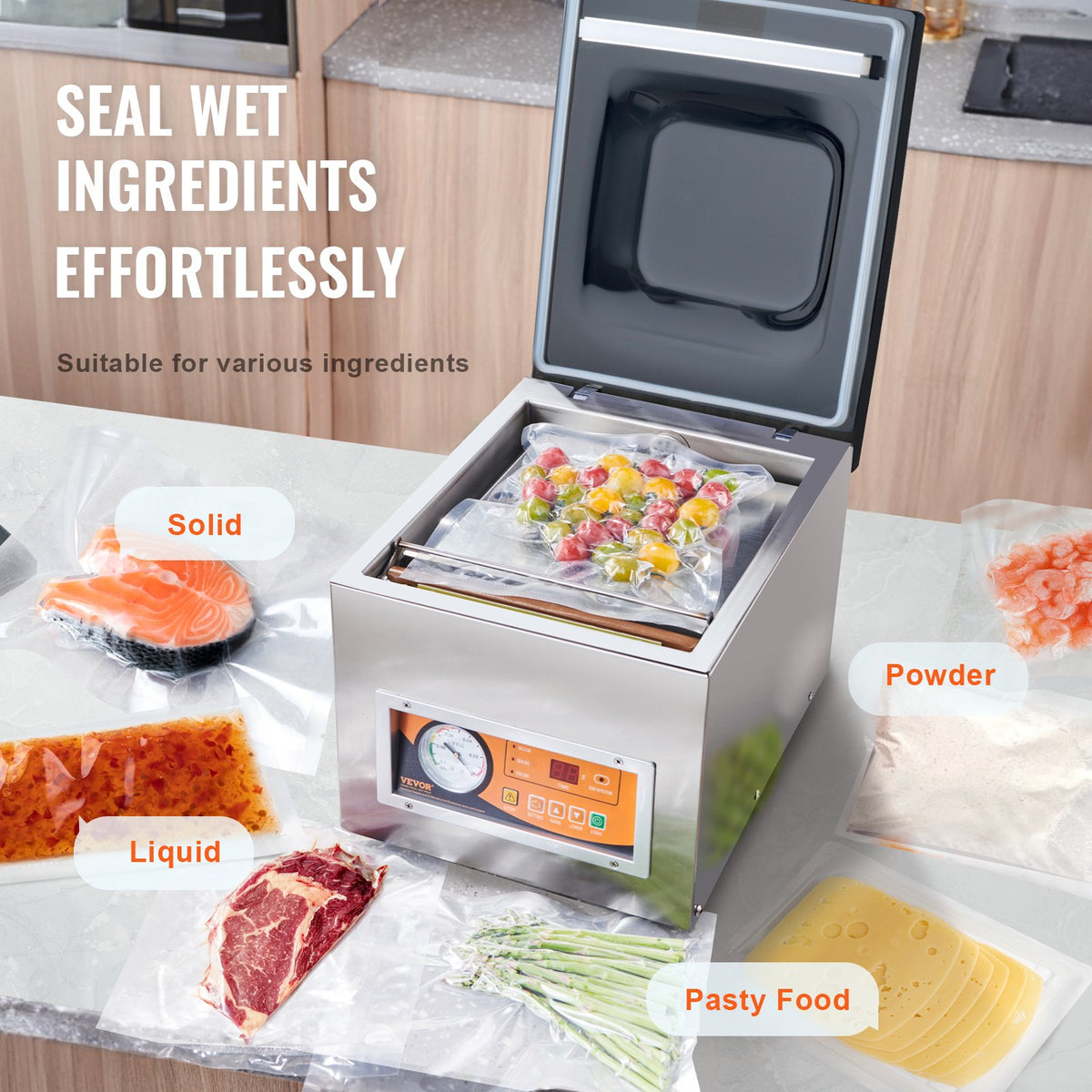Chamber Vacuum Sealer, 260W Sealing Power, Vacuum Packing Machine for Wet Foods, Meats, Marinades and More, V952-TSQSZKFKJTSYFHFEBV3