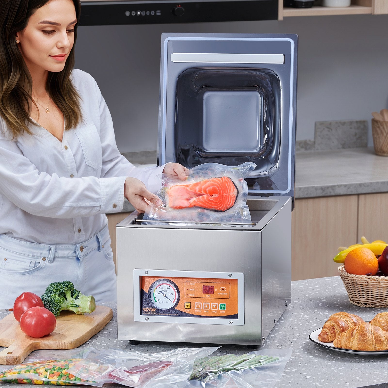 Chamber Vacuum Sealer, 260W Sealing Power, Vacuum Packing Machine for Wet Foods, Meats, Marinades and More, V952-TSQSZKFKJTSYFHFEBV3