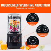 Professional Blender with Shield, Commercial Countertop Blenders, 2L Jar Blender Combo, Stainless Steel 9 V952-TSSBJ20L1600W4DTQV3