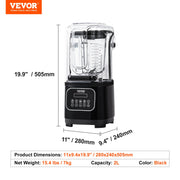 Professional Blender with Shield, Commercial Countertop Blenders, 2L Jar Blender Combo, Stainless Steel 9 V952-TSSBJ20L1600W4DTQV3