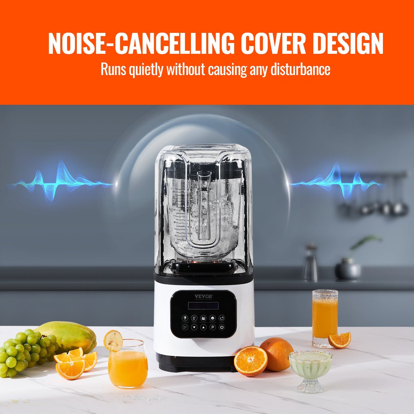 Professional Blender with Shield, Commercial Countertop Blenders, 2L Jar Blender Combo, Stainless Steel 9 V952-TSSBJ20L1600WCAX2V3