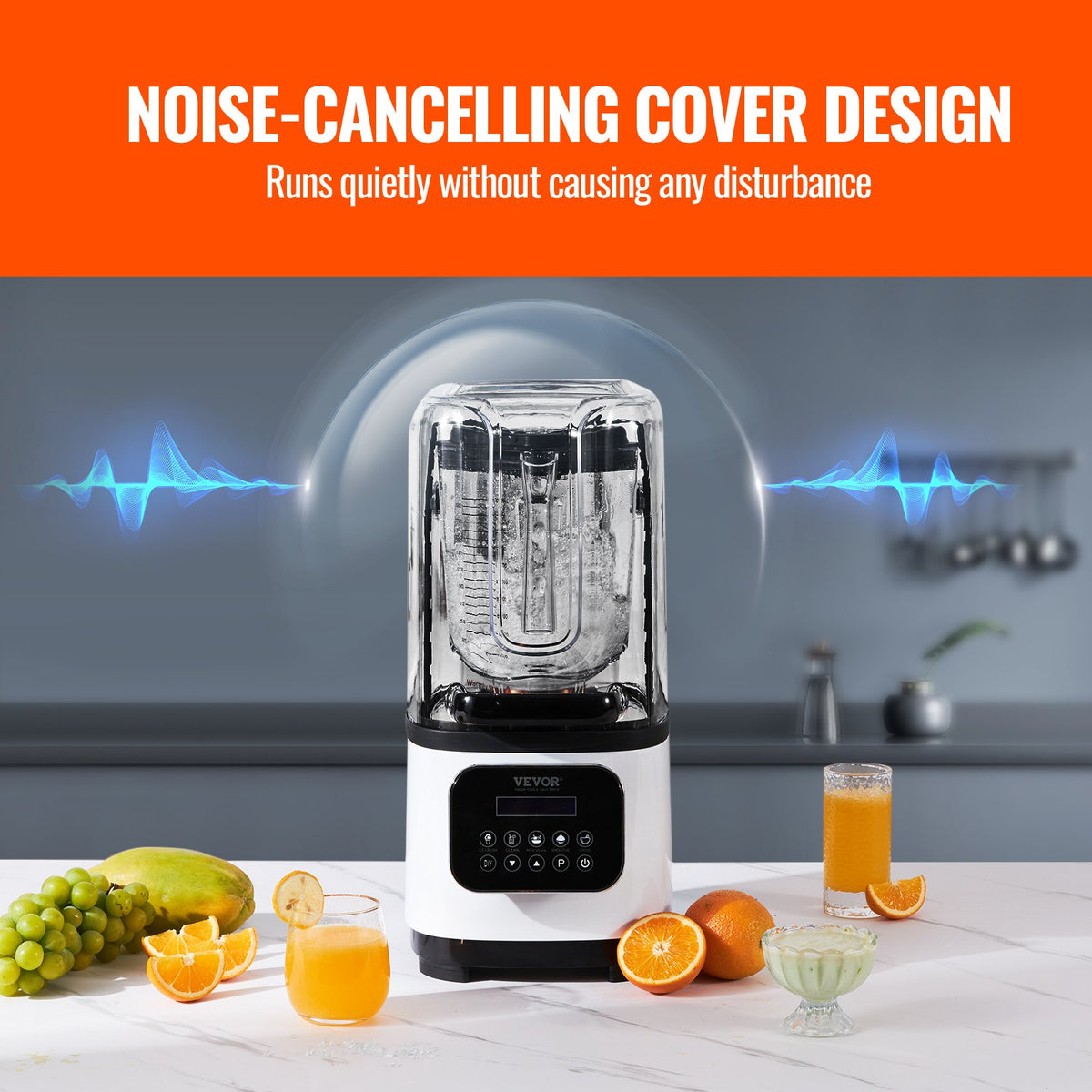 Professional Blender with Shield, Commercial Countertop Blenders, 2L Jar Blender Combo, Stainless Steel 9 V952-TSSBJ20L1600WCAX2V3