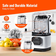 Professional Blender with Shield, Commercial Countertop Blenders, 2L Jar Blender Combo, Stainless Steel 9 V952-TSSBJ20L1600WCAX2V3