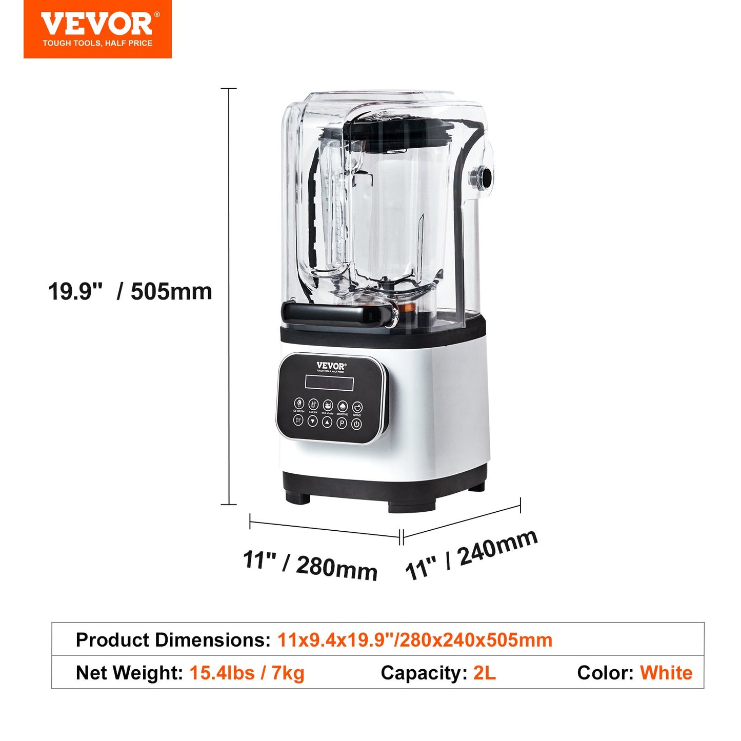 Professional Blender with Shield, Commercial Countertop Blenders, 2L Jar Blender Combo, Stainless Steel 9 V952-TSSBJ20L1600WCAX2V3