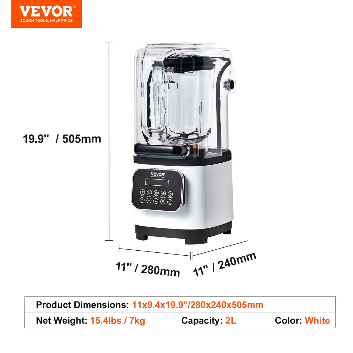 Professional Blender with Shield, Commercial Countertop Blenders, 2L Jar Blender Combo, Stainless Steel 9 V952-TSSBJ20L1600WCAX2V3