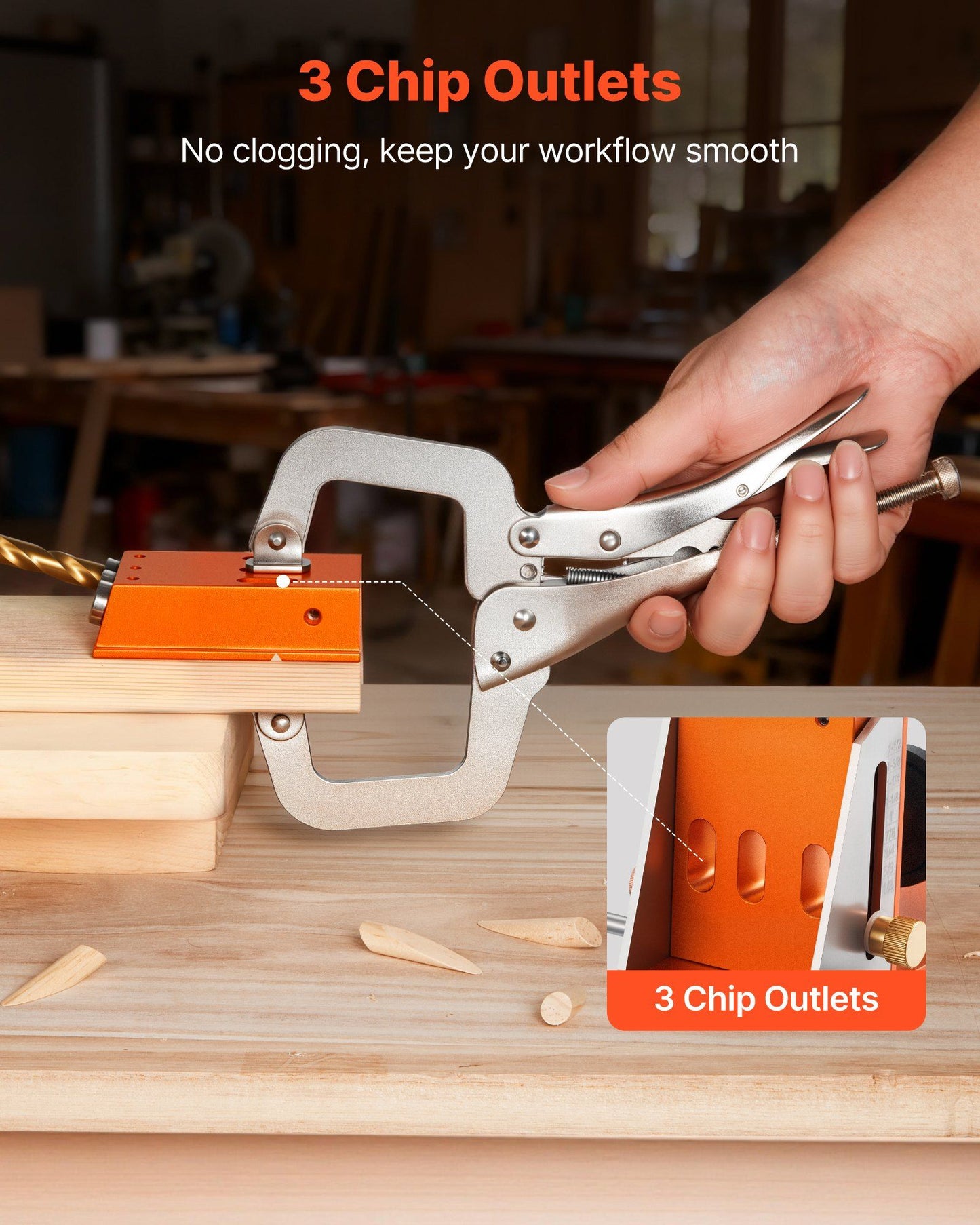 Pocket Hole Jig Kit, 12.7 to 38.1 mm Adjustable, Jig Pocket Hole System with Toolcase, C-Clamp, Step Drill, V952-TSXKKJJSTZS0VCOTF001V0