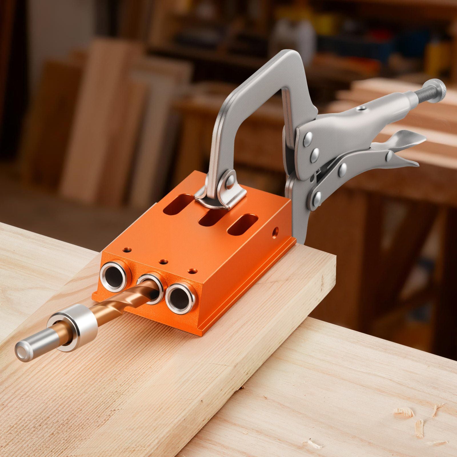Pocket Hole Jig Kit, 12.7 to 38.1 mm Adjustable, Jig Pocket Hole System with Toolcase, C-Clamp, Step Drill, V952-TSXKKJJSTZS0VCOTF001V0