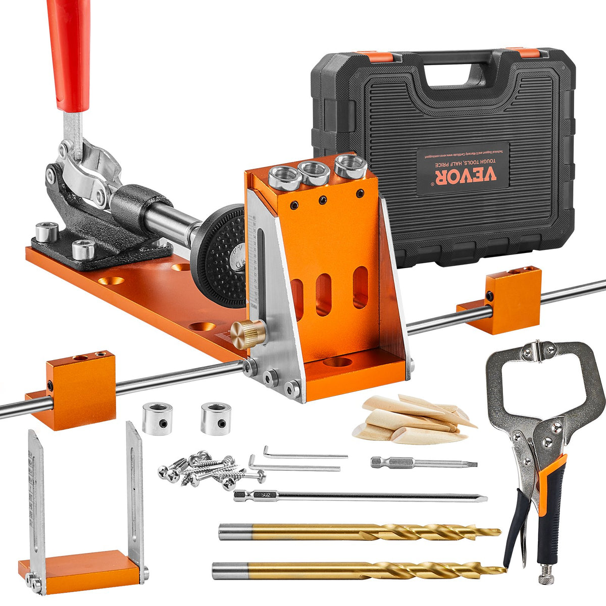 Pocket Hole Jig Kit, 34 Pcs Pocket Hole Jig System with C-clamp, Fixture, Step Drills, Wrenches, Drill Stop V952-TSXKKJPGDGJJQ2BJPV0
