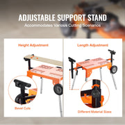 Miter Saw Stand with Tabletop and Wheels 330lbs Load Capacity Adjustable V952-TSXQJZJ5060IEB045V0