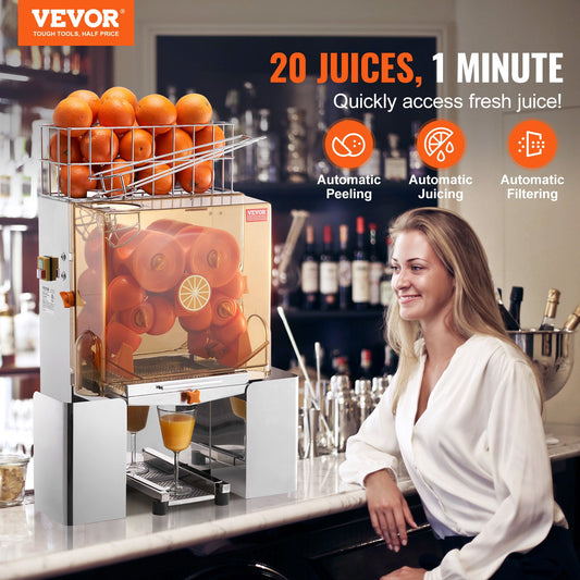 Commercial Orange Juicer Machine, 120W Automatic Juice Extractor, Stainless Steel Orange Squeezer for 20 V952-TSZDJLCZJBZDVGFHDV3