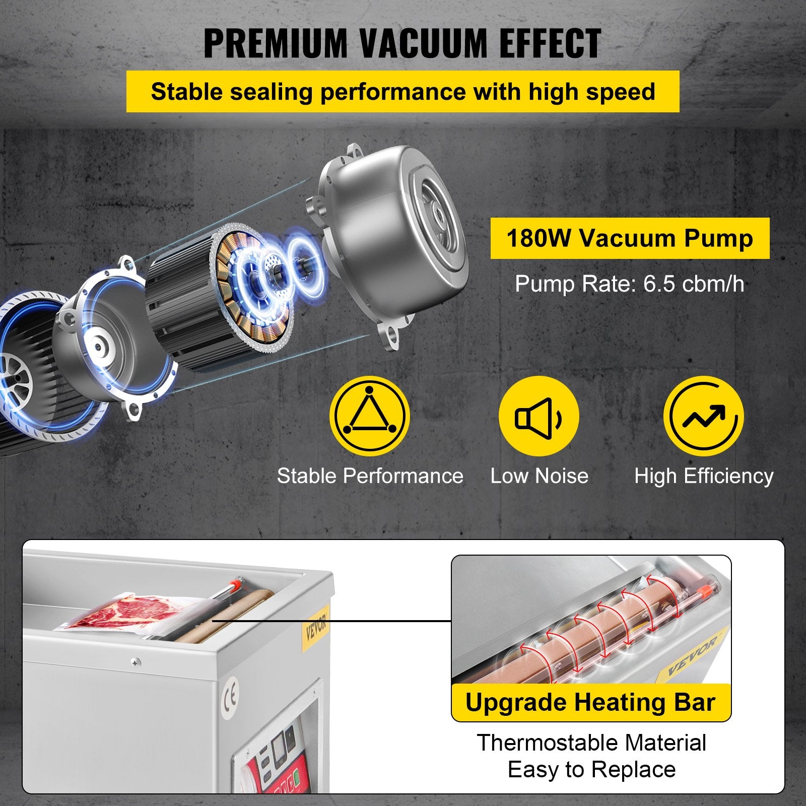 Chamber Vacuum Sealer Vacuum Packaging Machine 6.5 cbm/h Pump Rate 220V V952-TSZK6CBMH220VCECMV3
