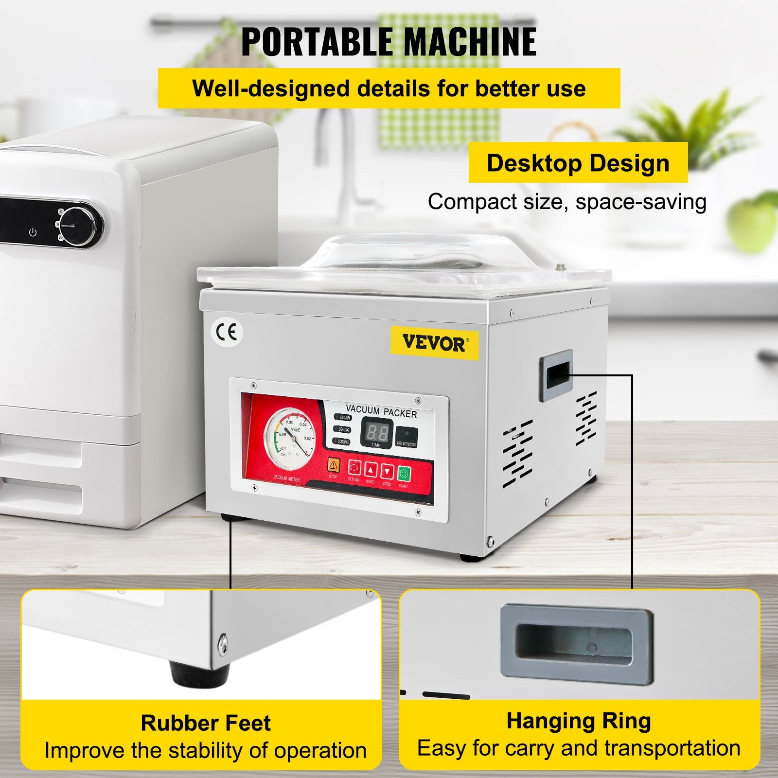Chamber Vacuum Sealer Vacuum Packaging Machine 6.5 cbm/h Pump Rate 220V V952-TSZK6CBMH220VCECMV3