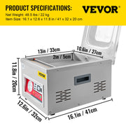 Chamber Vacuum Sealer Vacuum Packaging Machine 6.5 cbm/h Pump Rate 220V V952-TSZK6CBMH220VCECMV3