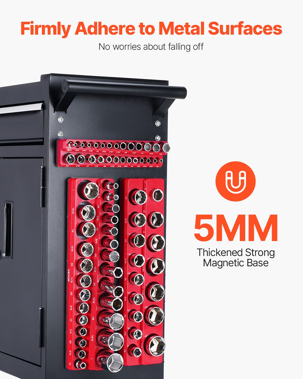 Magnetic Socket Organizer Set, 3PCS Magnetic Socket Holder, 1/4'', 3/8'' & 1/2'' SAE Socket Trays with Clear V952-TTJCXSH3JTCXWW22RV0