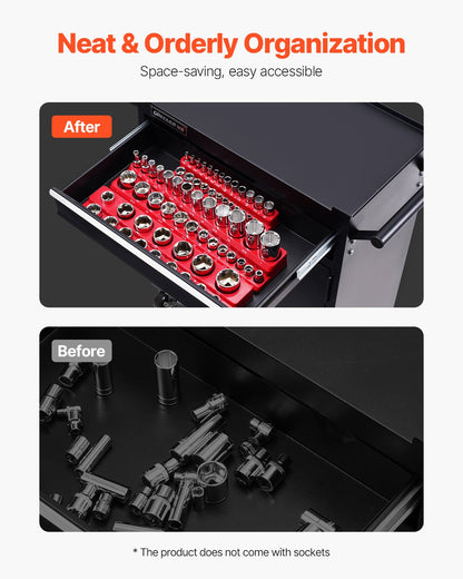 Magnetic Socket Organizer Set, 3PCS Magnetic Socket Holder, 1/4'', 3/8'' & 1/2'' SAE Socket Trays with Clear V952-TTJCXSH3JTCXWW22RV0