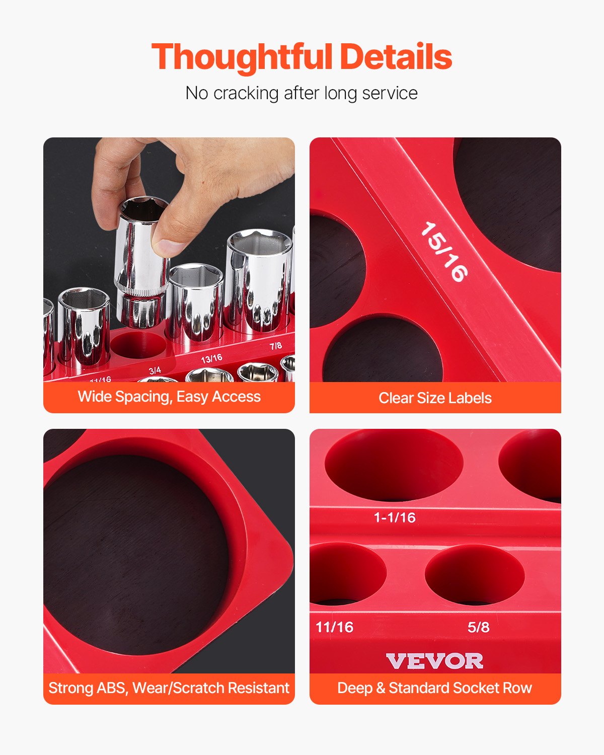 Magnetic Socket Organizer Set, 3PCS Magnetic Socket Holder, 1/4'', 3/8'' & 1/2'' SAE Socket Trays with Clear V952-TTJCXSH3JTCXWW22RV0