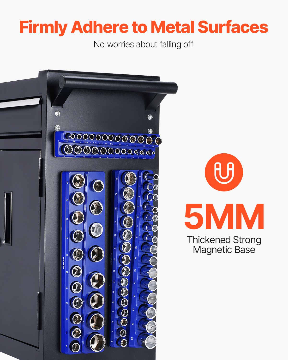 Magnetic Socket Organizer Set, 6PCS Socket Holder, 1/4'', 3/8'' & 1/2'' Metric SAE Socket Trays with Clear V952-TTJCXSHL6JTC3DNUPV0