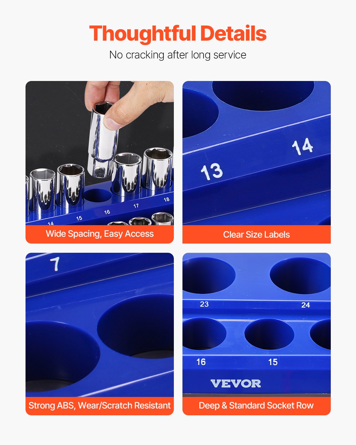 Magnetic Socket Organizer Set, 6PCS Socket Holder, 1/4'', 3/8'' & 1/2'' Metric SAE Socket Trays with Clear V952-TTJCXSHL6JTC3DNUPV0