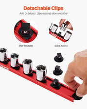 Socket Organizer Rail Set, 3PCS Metric & SAE Aluminum Socket Organizers, 1/4'', 3/8'' & 1/2'' Heavy-Duty V952-TTJGDSHH3JTC5JFN1V0