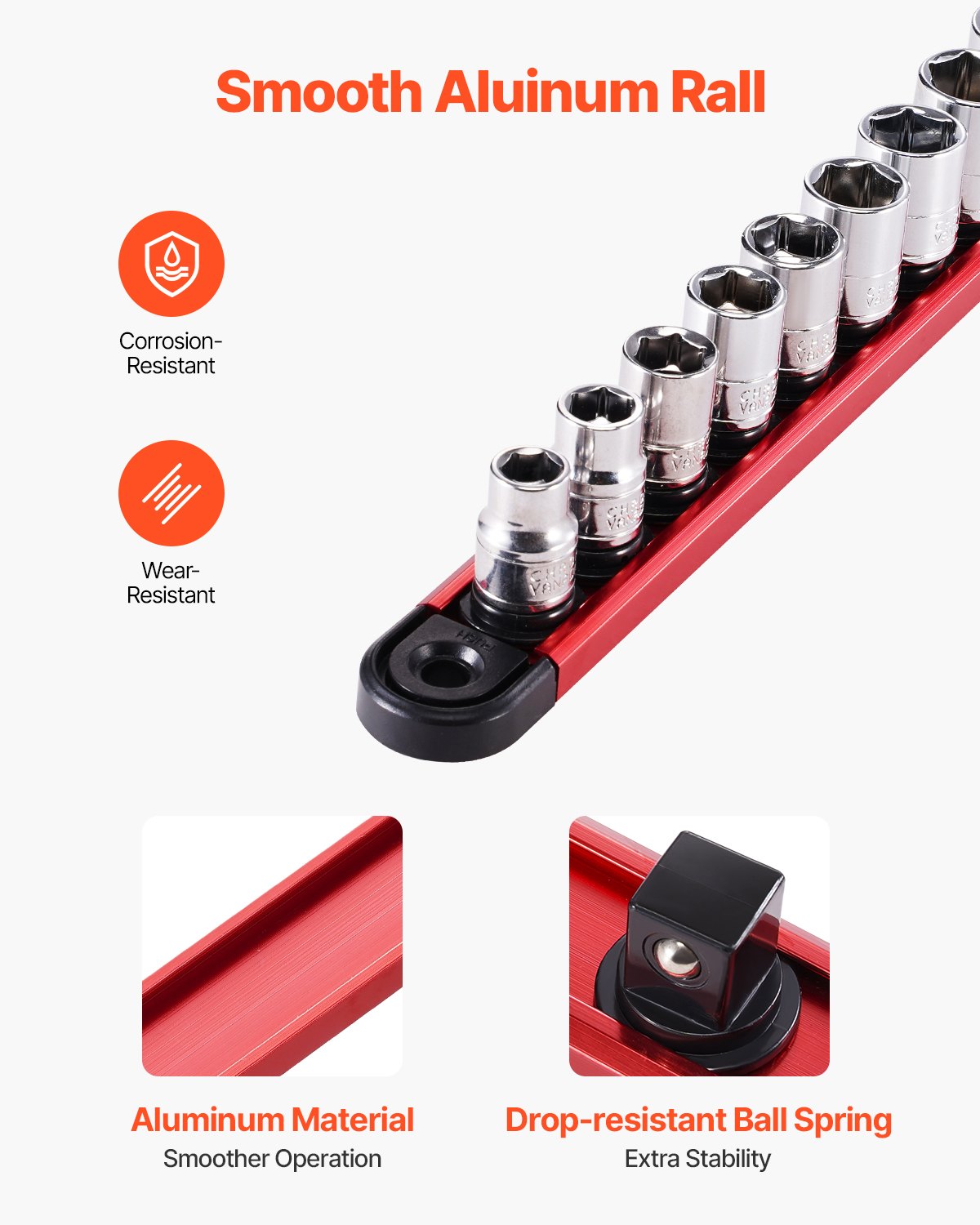 Socket Organizer Rail Set, 3PCS Metric & SAE Aluminum Socket Organizers, 1/4'', 3/8'' & 1/2'' Heavy-Duty V952-TTJGDSHH3JTC5JFN1V0